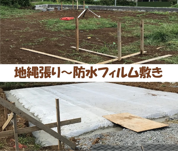 【現場スケッチ】基礎工事準備（縄張り～防水フィルム敷き）～かすみがうら市　N様邸～