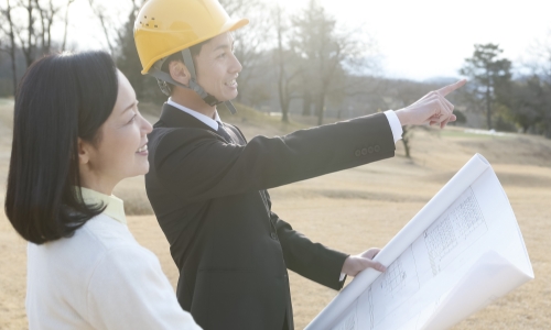 建築予定地の調査 写真